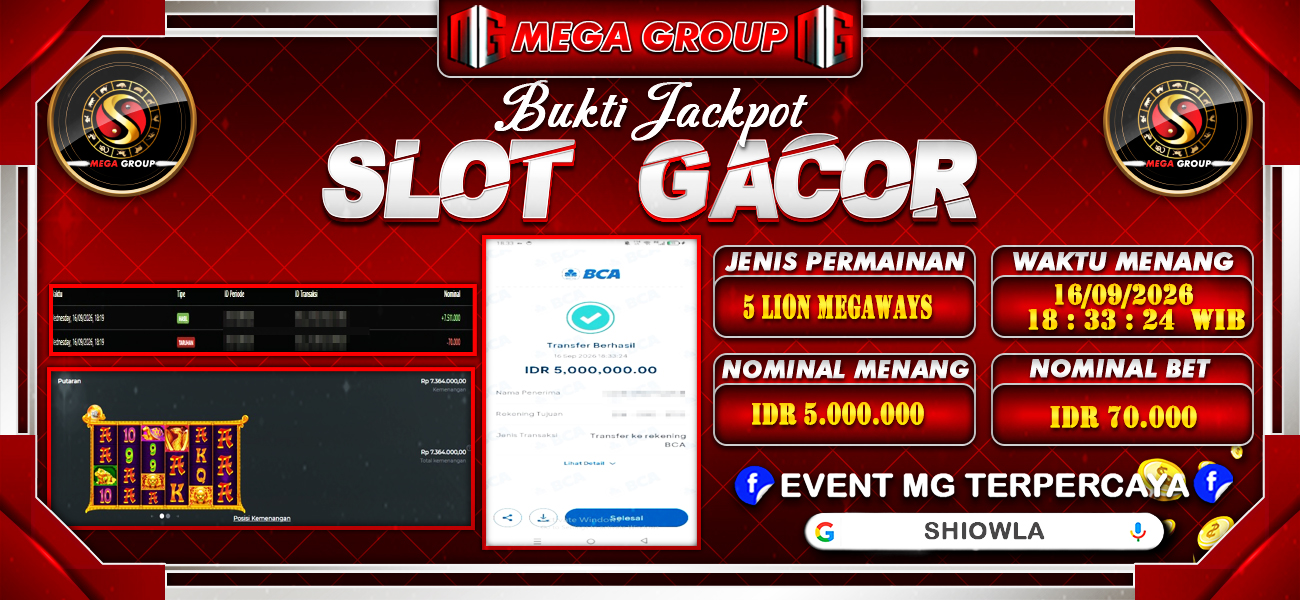 Bukti JP situs Shiowla hari Rabu, 16 September 2026